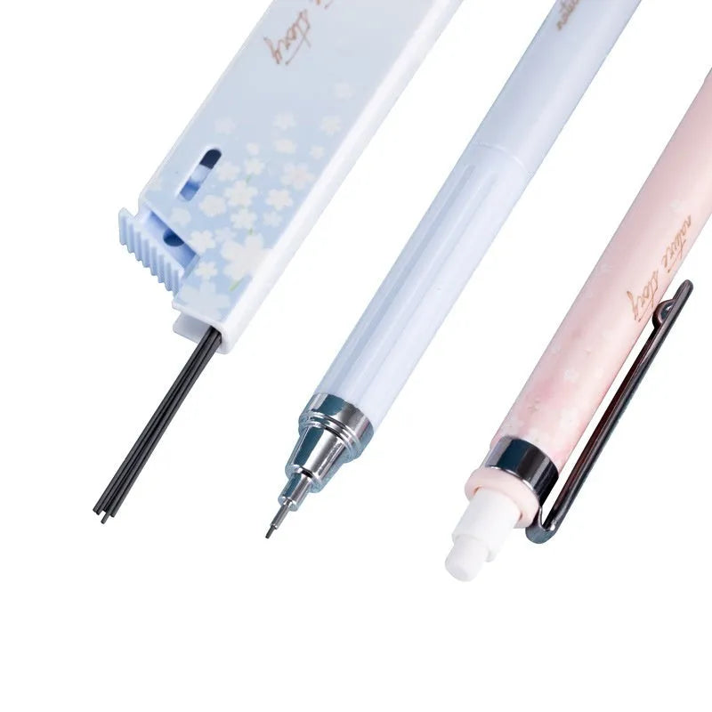 Sakura law style cartoon automatic pencil set with three 0.5mm pencils and HB refill boxes.