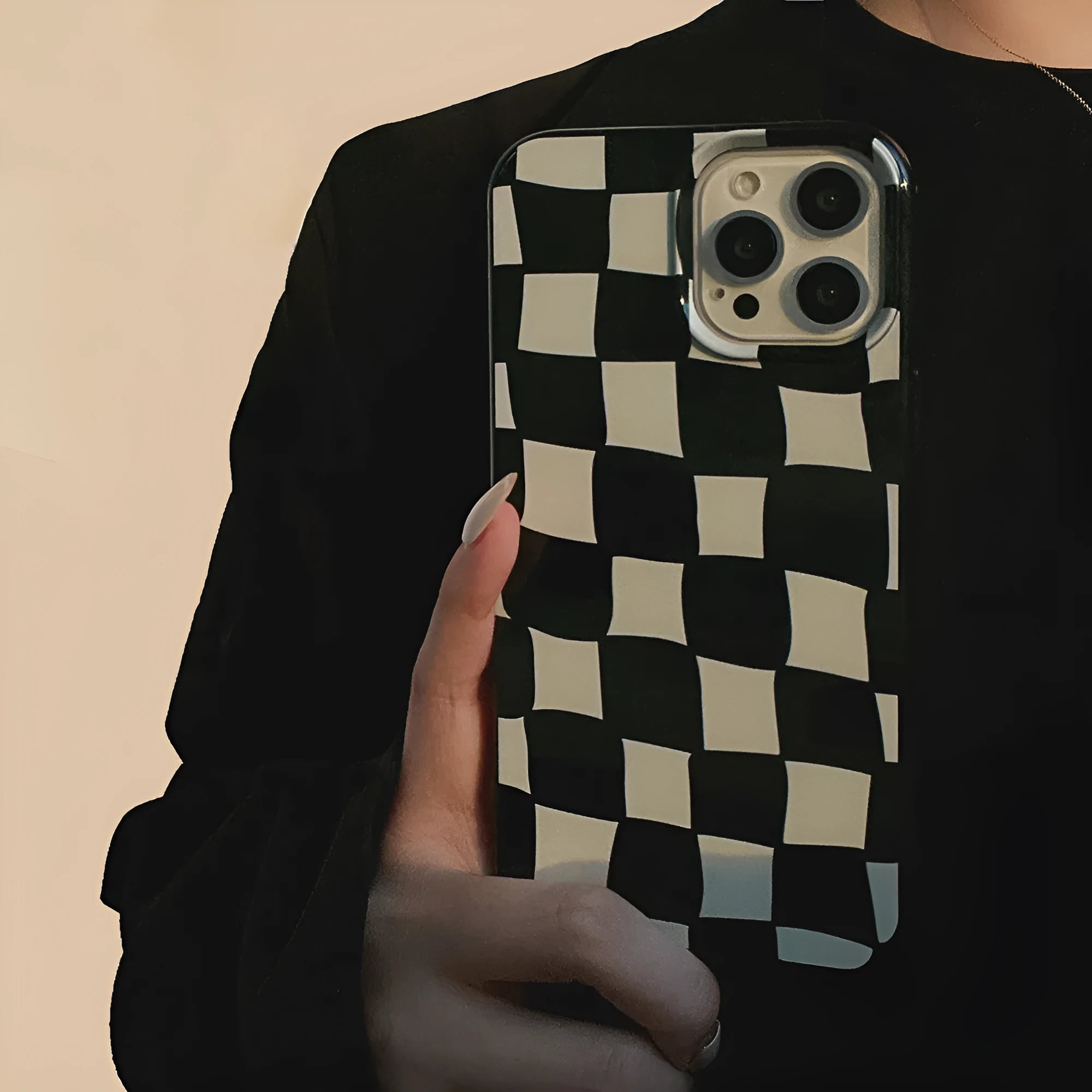 Bright Black Twisted Grid TPU back cover for iPhone 13 Pro Max