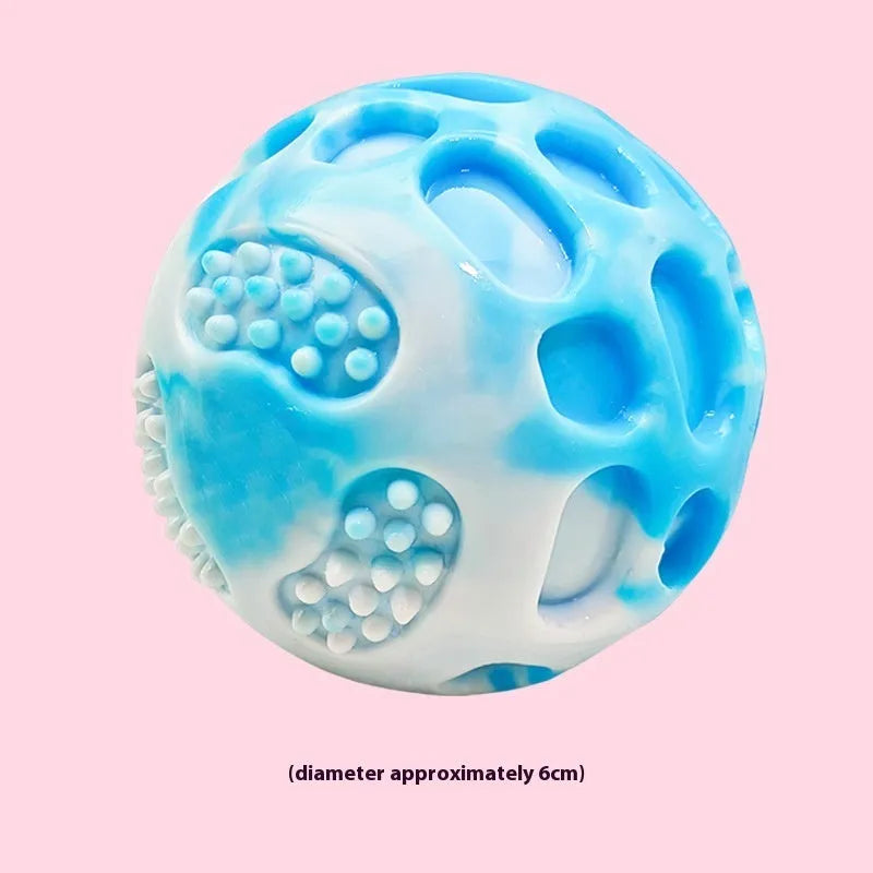 Blue TPR dog bite-resistant molar chew ball on white background
