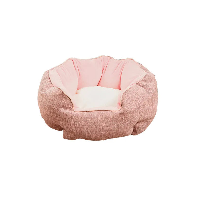 Blue octagonal pet sofa bed with removable mats for cats and small dogs