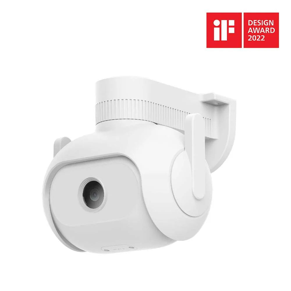 IMILAB EC5 outdoor security camera with floodlight, 360° rotation, and white housing