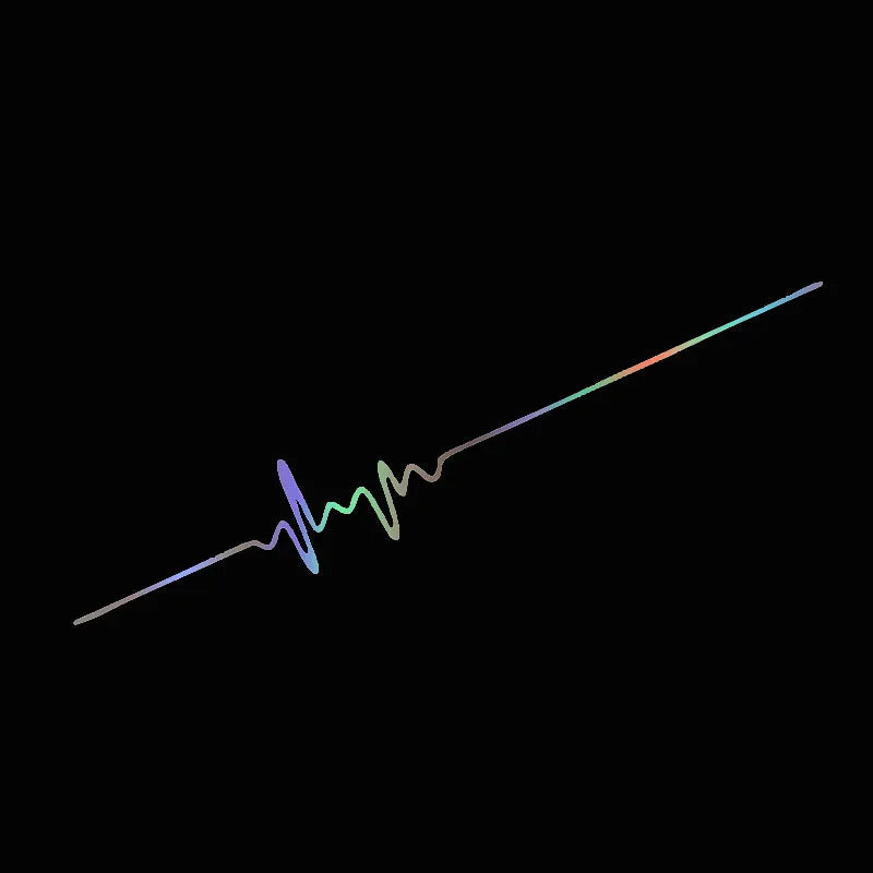 Creative heartbeat ECG decal sticker for car or motorcycle bumper in colour gradient finish, 20cm size