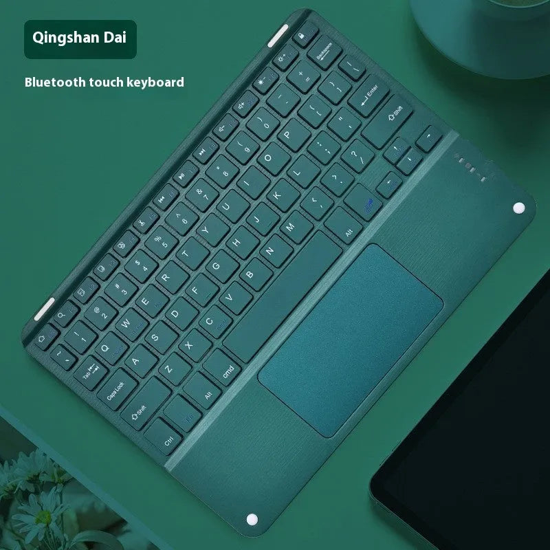 Square hat touch design Bluetooth wireless keyboard shown in multiple colour options on a desk.