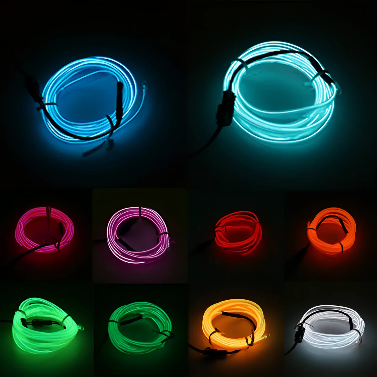 LED interior mood light luminous line door slit light with 3m cable cigarette lighter drive 12V in ice blue or white