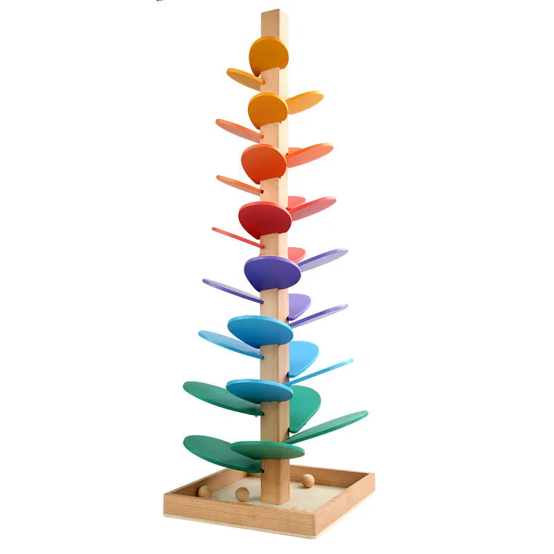 Wooden rainbow music tree educational toy with 10 beads, 22.5 x 71cm, colour box or kraft box option