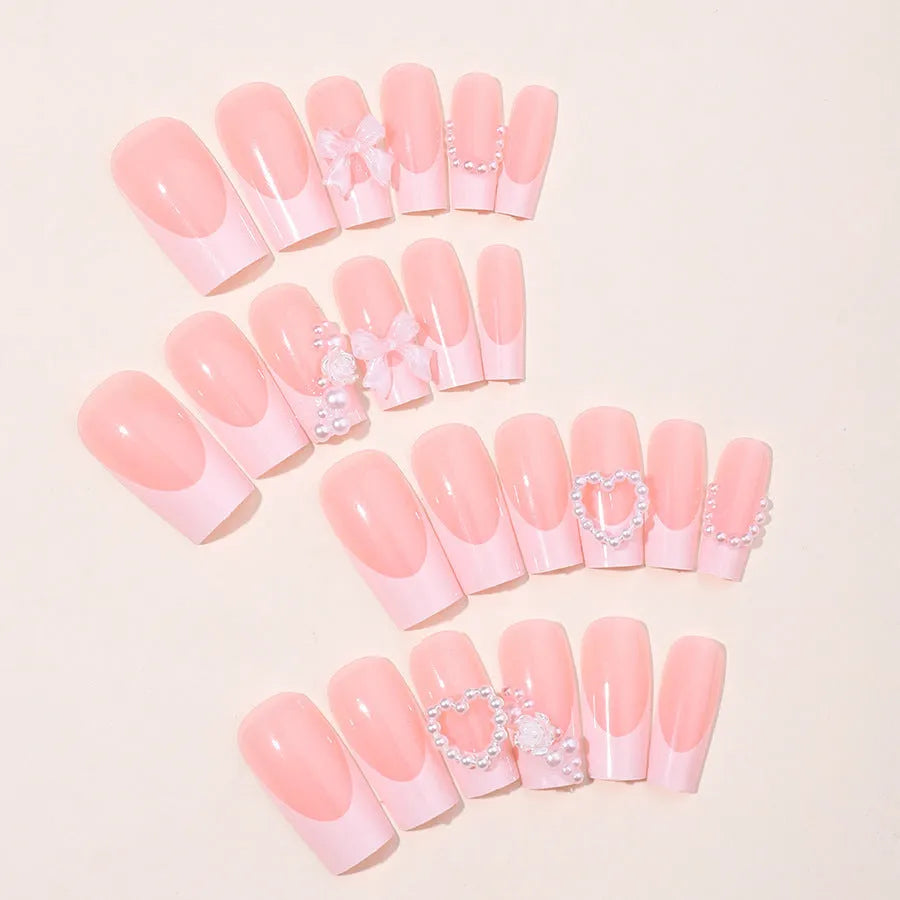 French love pearl fake nail stickers in colour XD93 with jelly glue and polish rub