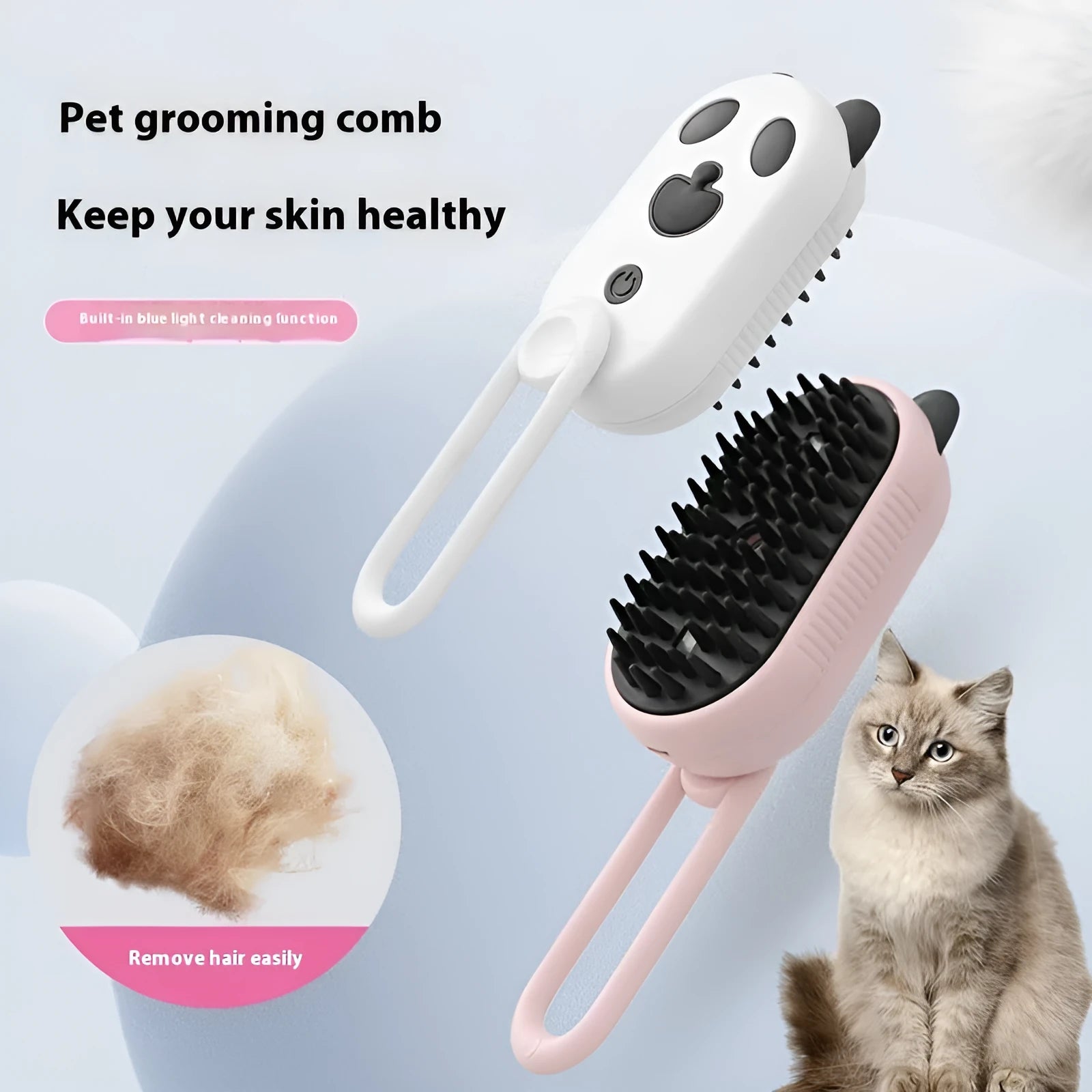 ABS plastic pet grooming comb with spray massage steam function in avocado green design