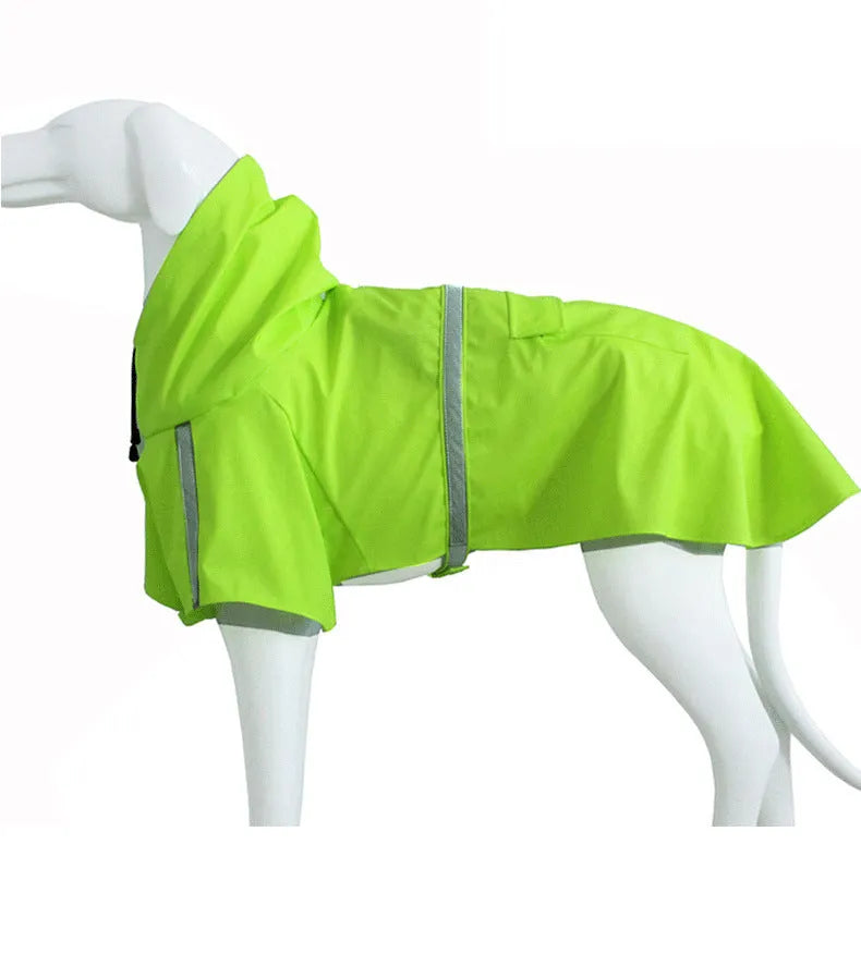 Windproof and rainproof pet raincoat for dogs and cats in blue PU material available in sizes S to 5XL
