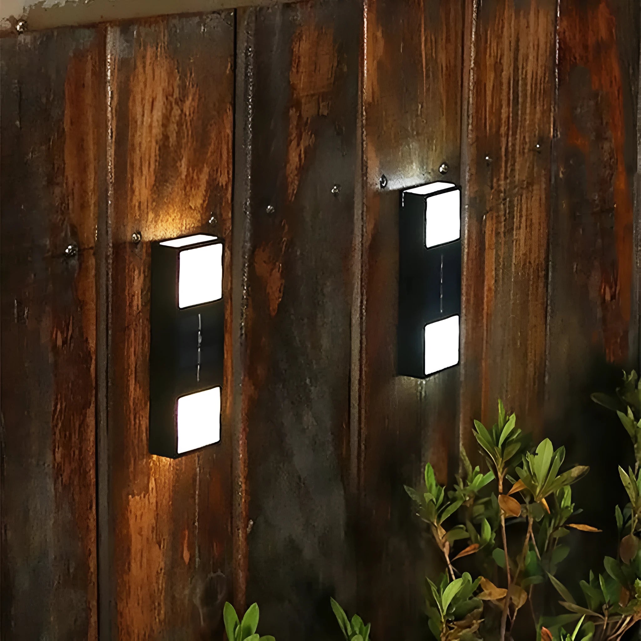 Solar outdoor wall lamp waterproof with bidirectional sensor, ABS housing, 63x120x30mm dimensions, warm white light