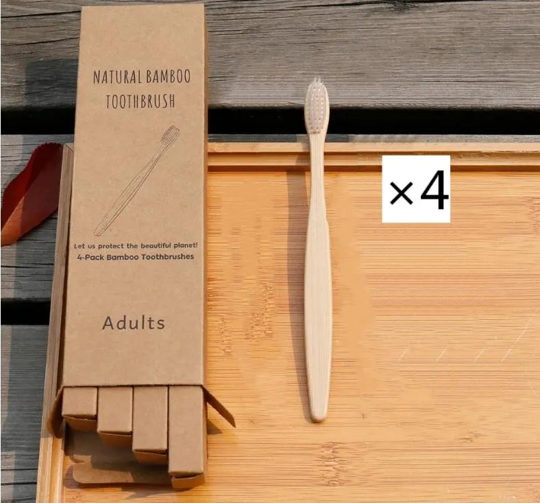 Eco friendly bamboo soft fibre toothbrush with biodegradable handle for adults