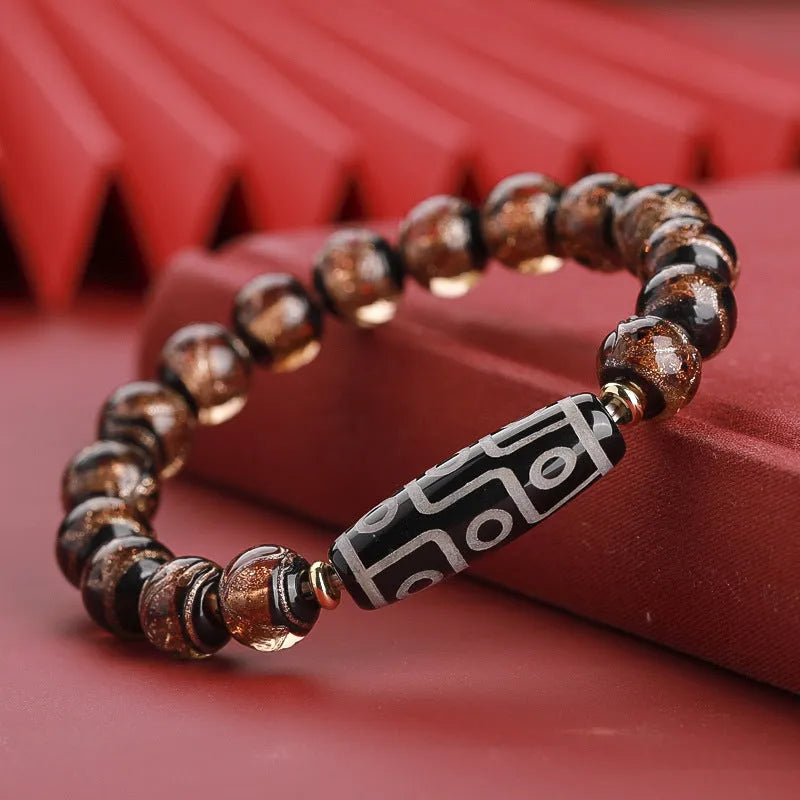 Chinese style coloured glaze bracelet with snake lucky beads in three size options