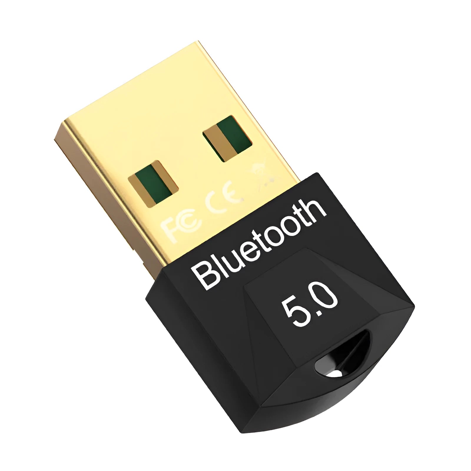 Black Bluetooth 5.0 USB adapter for desktop and notebook audio transmission with 20m working radius