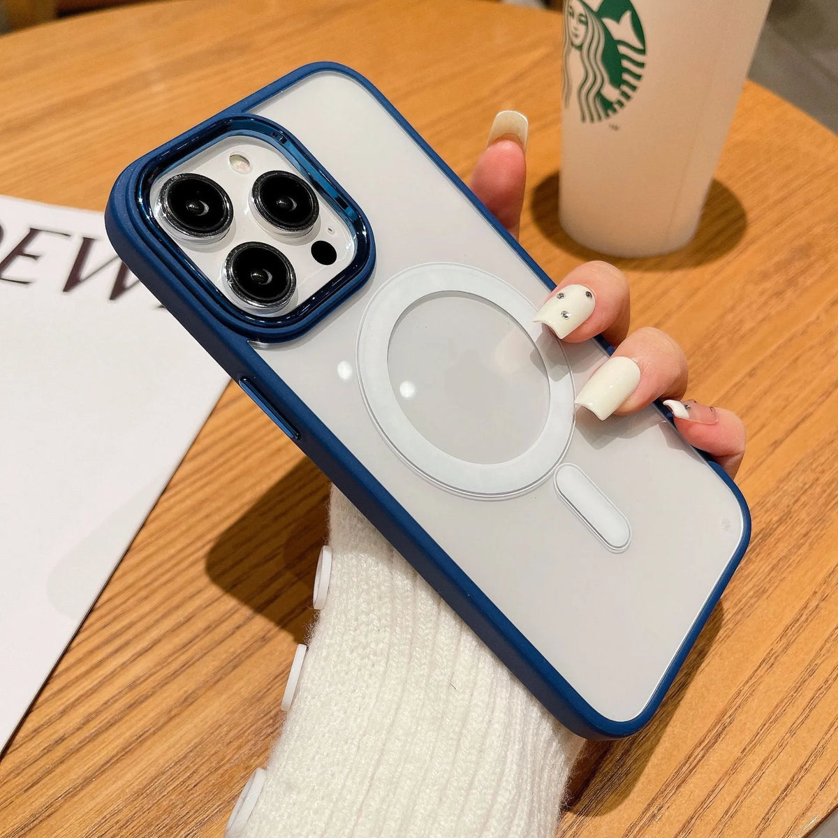 Metal ring lens Magsafe magnetic drop-proof phone case for iPhone 12 13 14 series, PC material, pure black colour