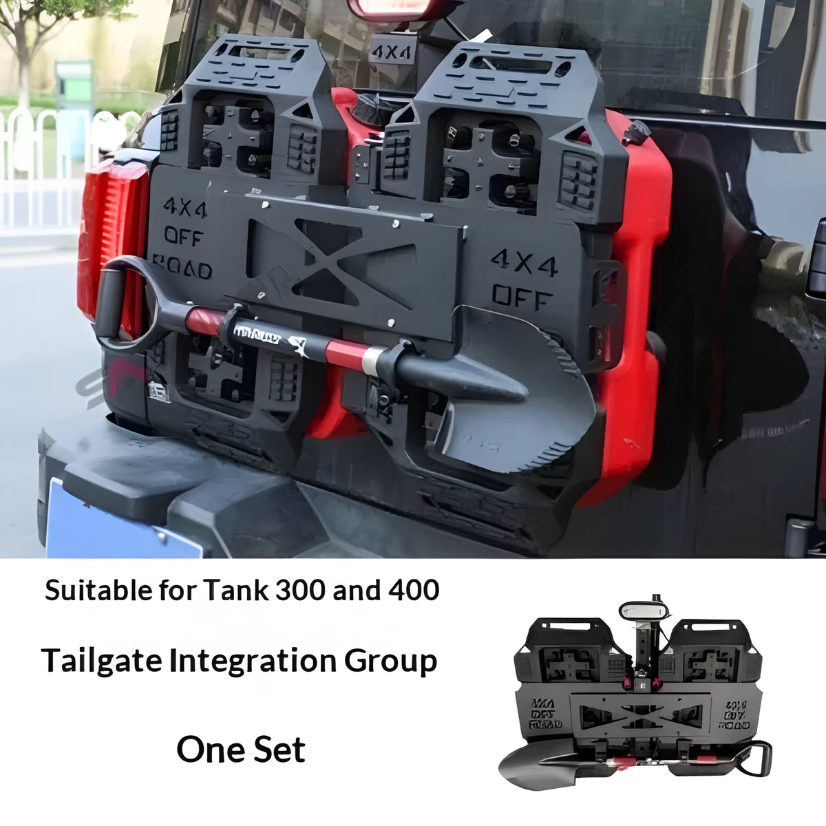 Black tailgate assembly set for Wrangler models, integrated group without panel light, rear door replacement part