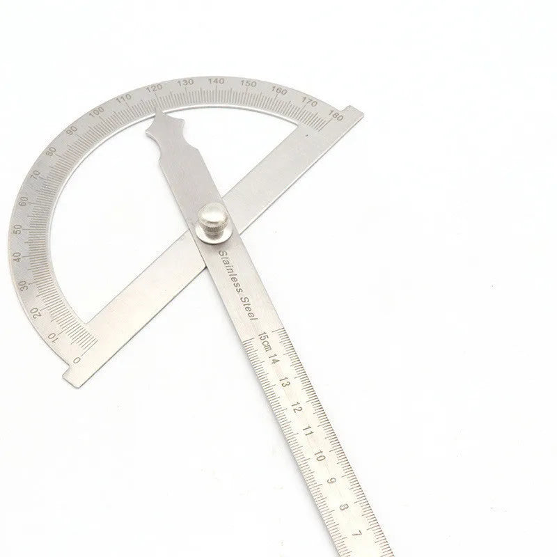 Adjustable protractor with angle measurement scale and ruler