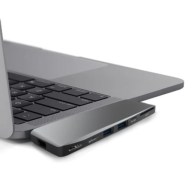 8-in-1 USB-C expansion hub for MacBook Pro with multiple ports including USB 3.0, SD, and TF card readers