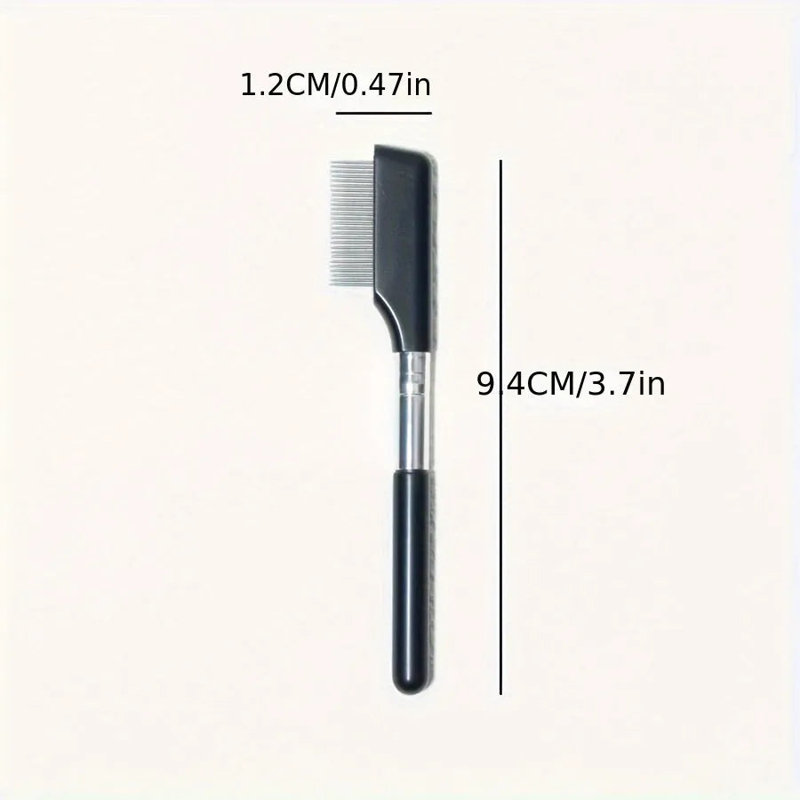 Black pet grooming brush with soft bristles for tear stain removal and comb attachment for dogs and cats