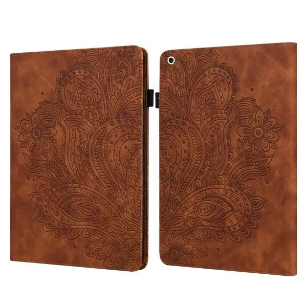 Flat holster imitation leather tablet case in coffee colour with card holder slots