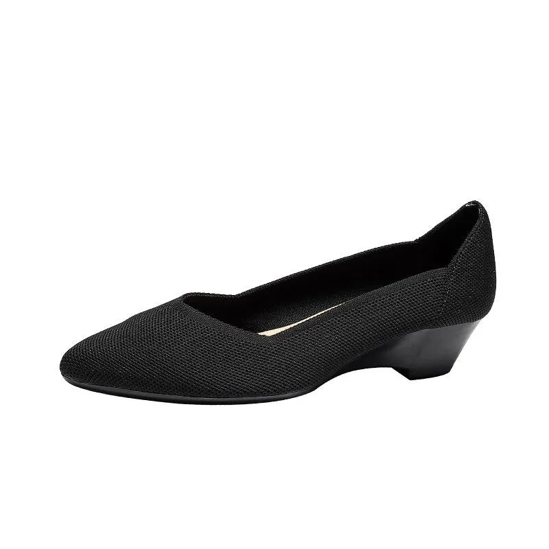Women's wedge knit casual shoes in multiple colours with 3-5cm mid heel