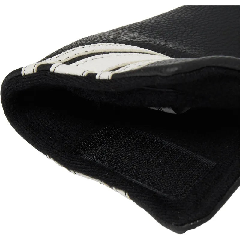 Black PU leather golf push rod sleeve cover for club handle protection.
