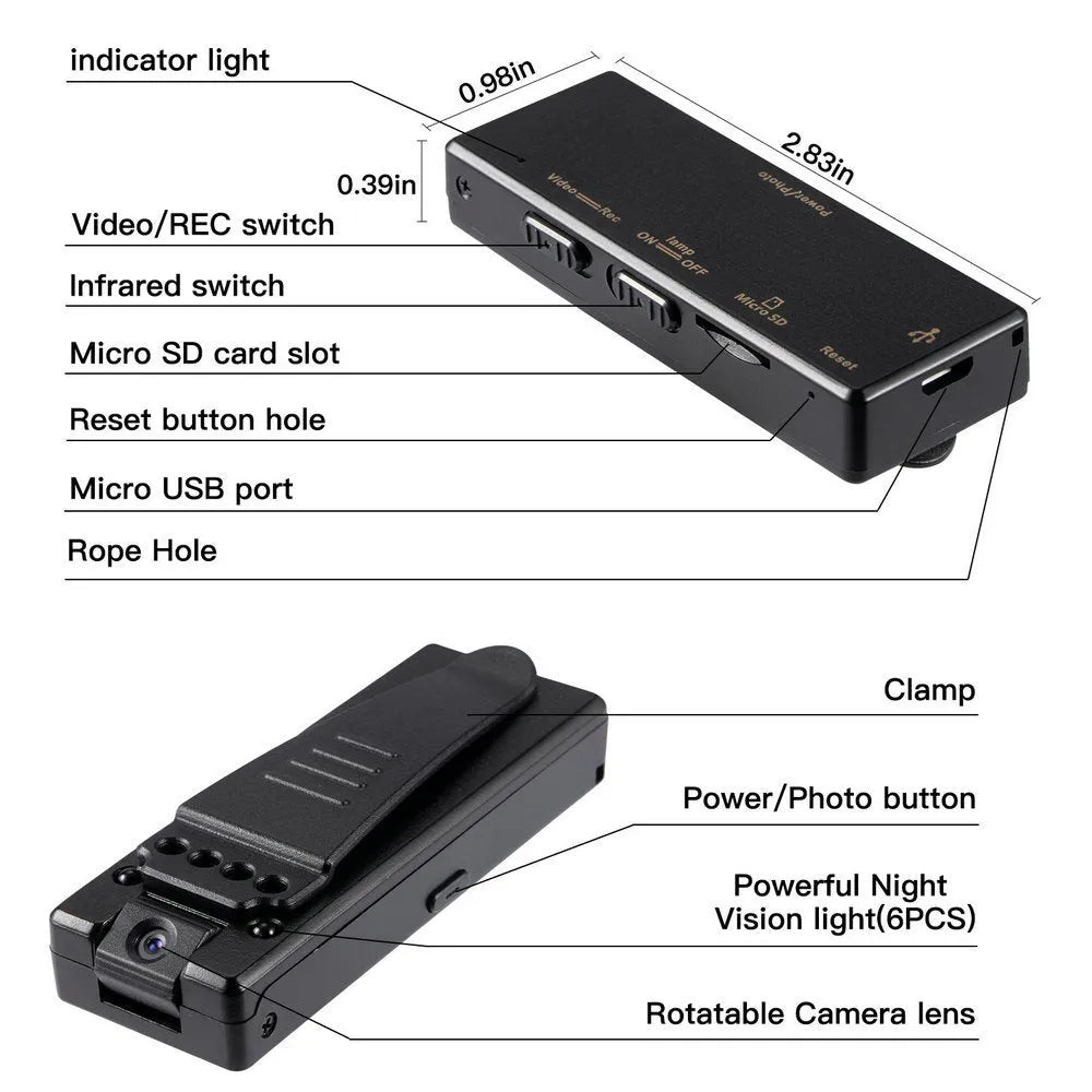 Black 1080p HD DV home camera with rotation capability and night vision