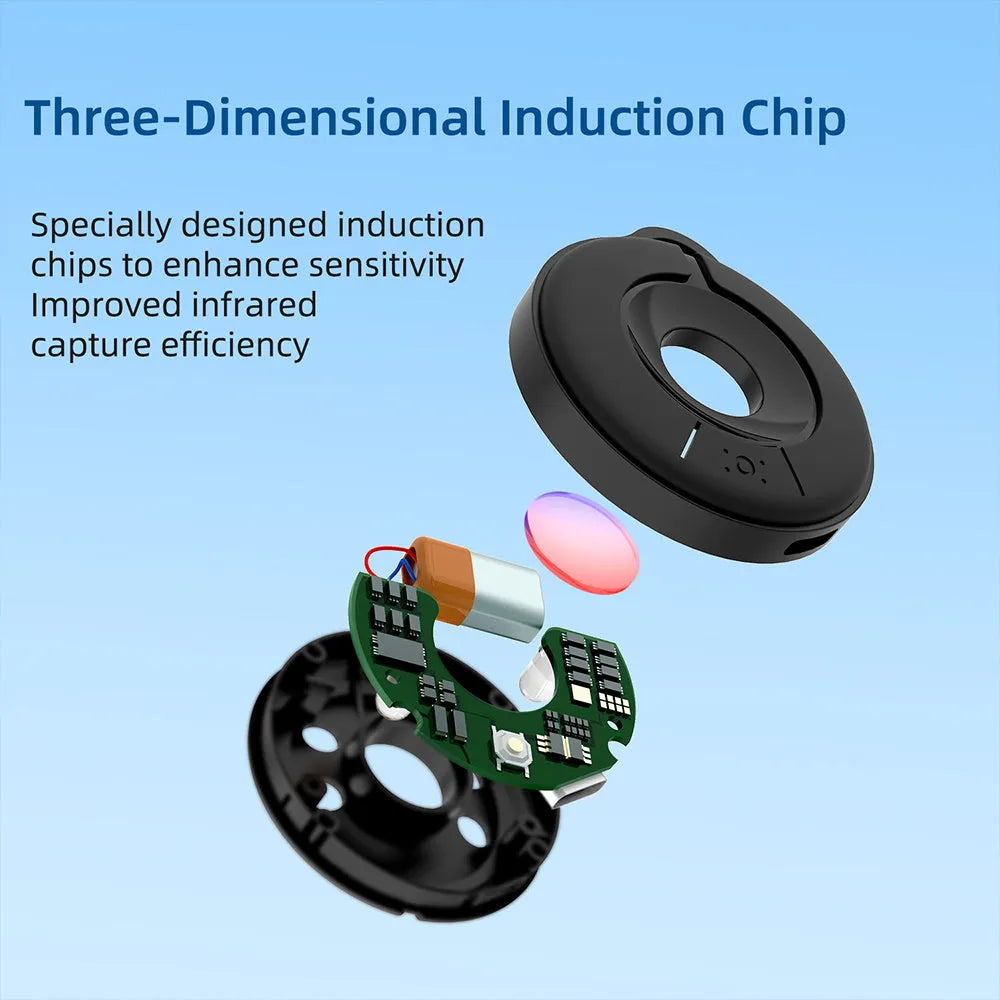 Compact black camera detector with infrared sensor for finding hidden surveillance devices.