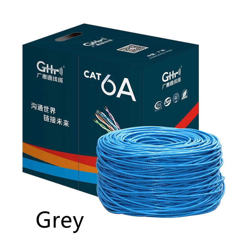 Blue category 6A ethernet cable with oxygen-free copper core, 305 metre length for 10GB/S networking