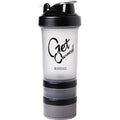 Plastic shake cup 500ml with lid, sealed and leak-proof for fitness and travel use, white and blue style