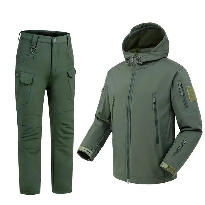 Soft shell shark skin camouflage jacket with fleece lining, non-hooded cardigan style, available in four colours