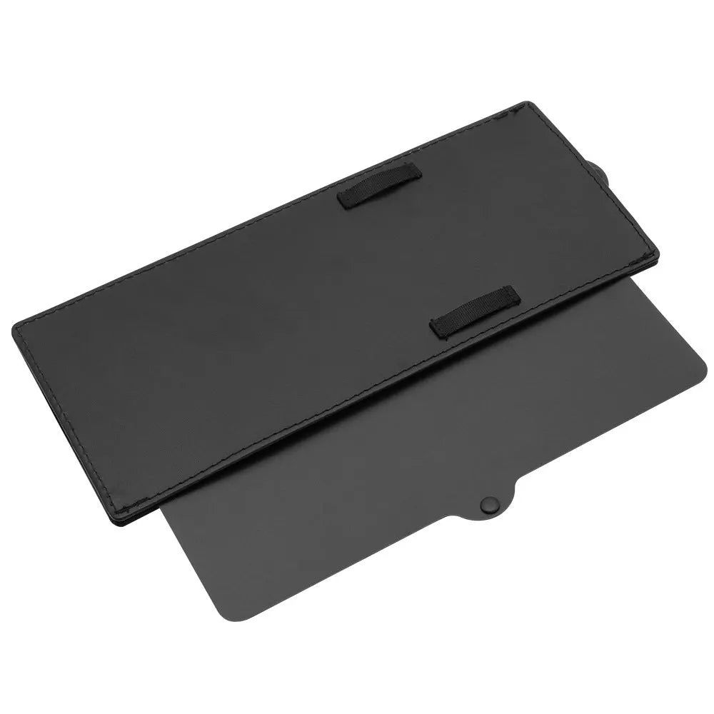 Portable retractable anti-glare car sun shade in black, universal fit for vehicle windscreen