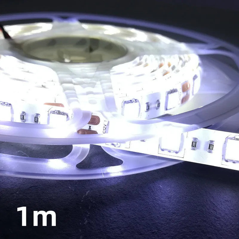 Waterproof flexible LED light strip with epoxy coating showing 5050 LED beads