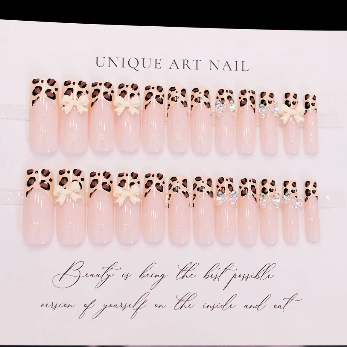 Leopard print butterfly wing design artificial fingernails set WM296 colour ladies manicure kit