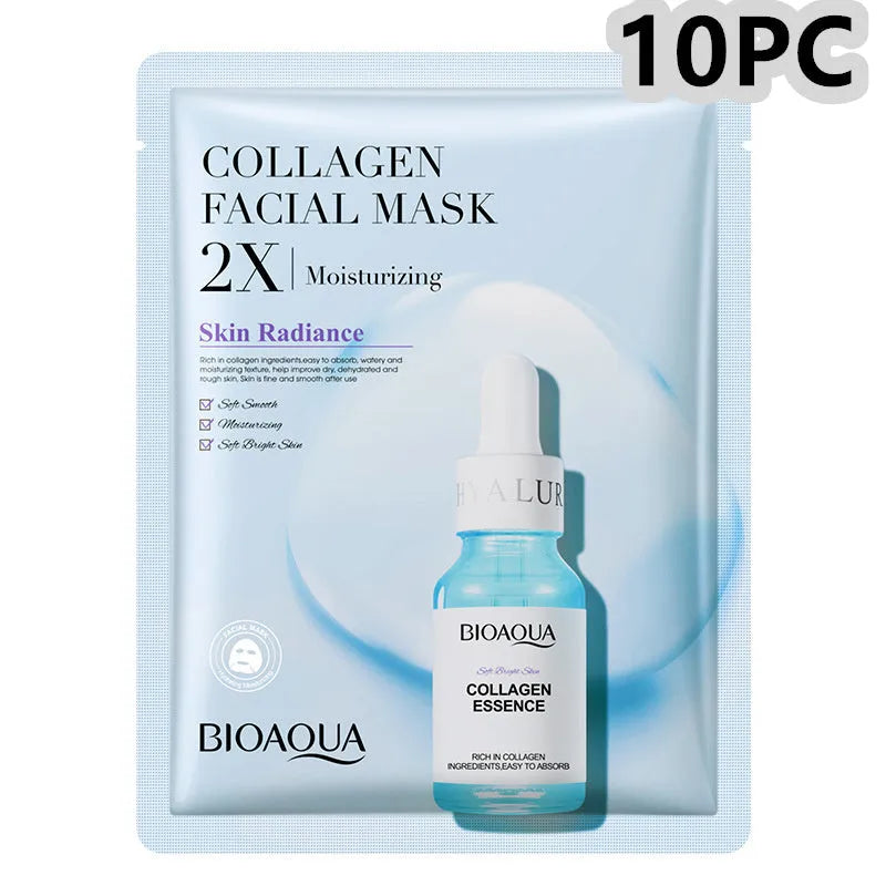 Collagen and hyaluronic acid face sheet mask set with 30g gel formula