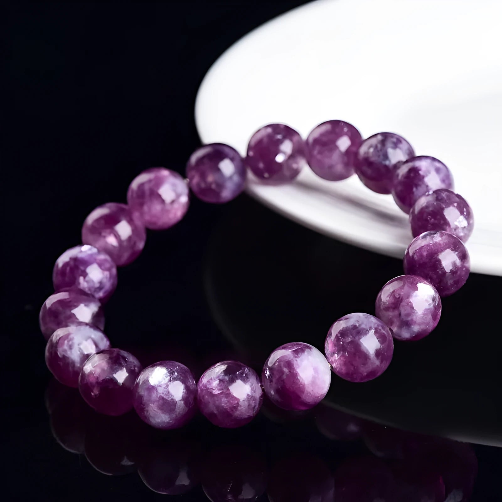 Purple Grandmother Crystal bracelet with geometric beads in unisex Korean style design