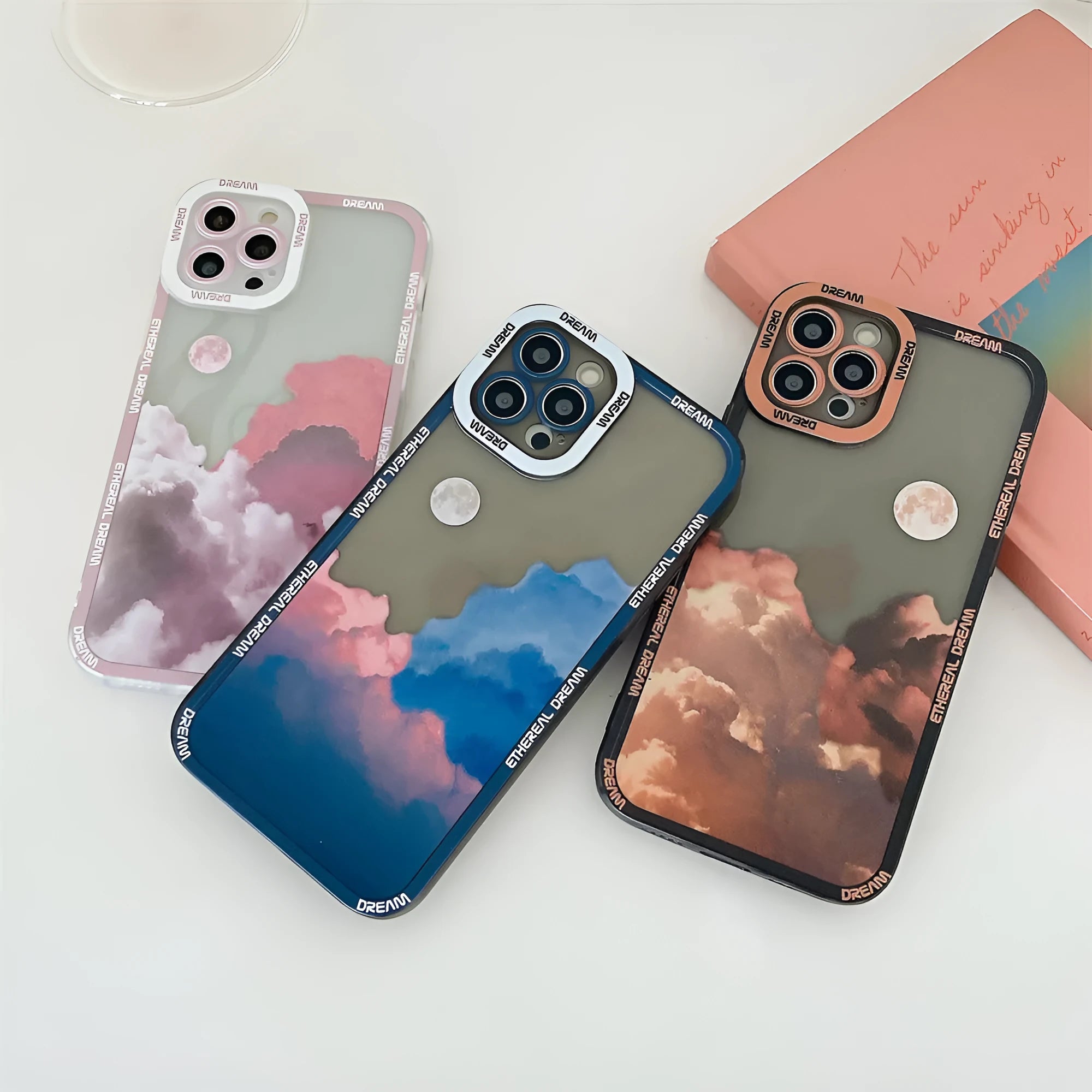 Sunset clouds design iPhone case with starry sky pattern on TPU material