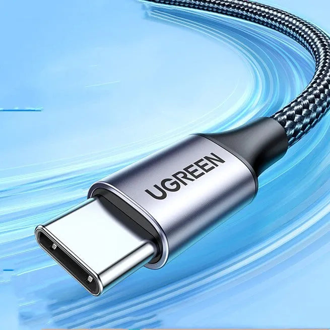 Double-ended Type-C PD fast charge cable with nylon braid, straight head split design, available in multiple lengths