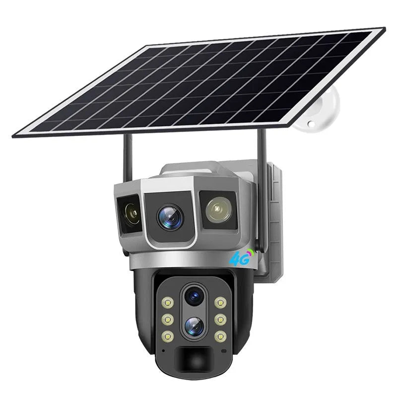 V380 outdoor security camera with solar panel and 10x zoom capability