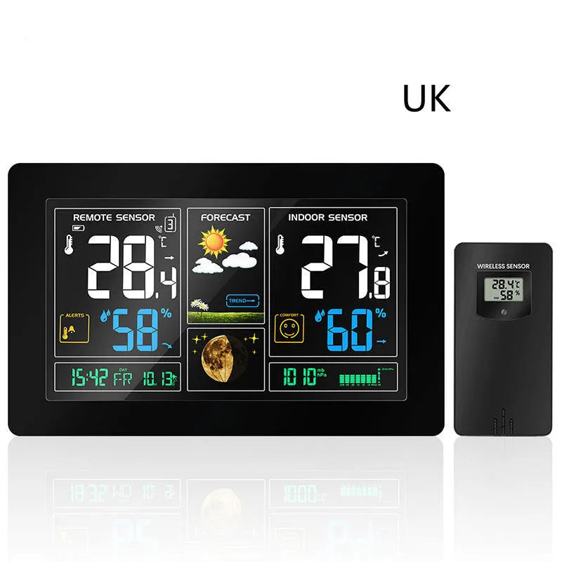 Radio controlled alarm clock with perpetual calendar black LCD display