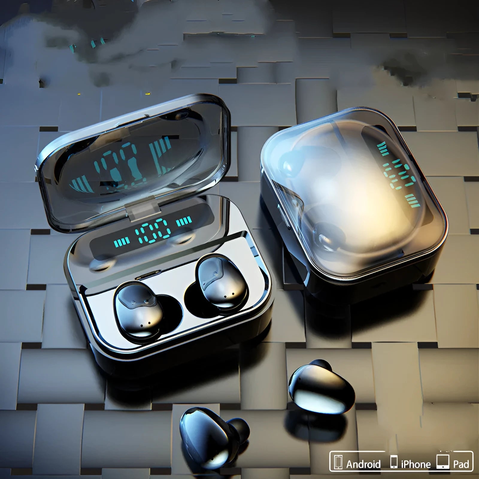 X7LED digital stereo sports in-ear Bluetooth headphones with charging case