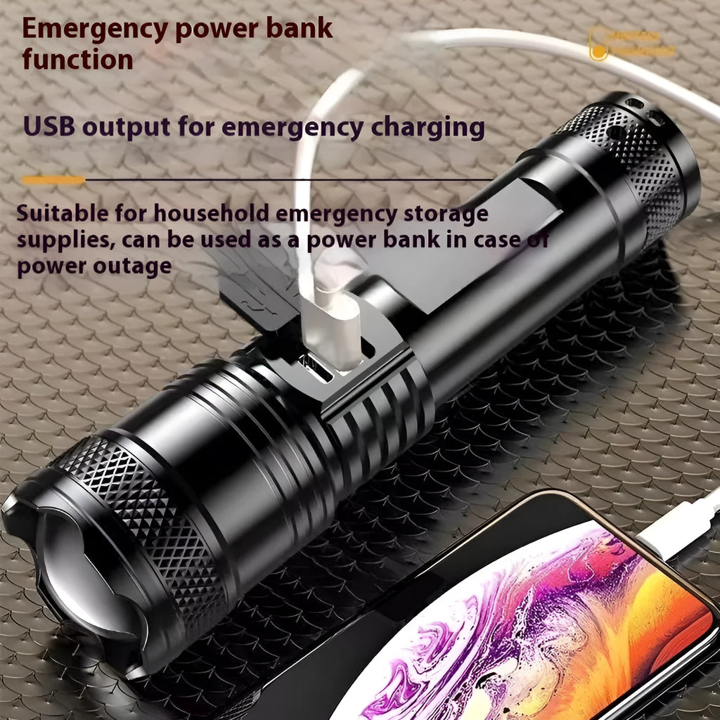 Power Torch portable rechargeable super bright LED searchlight 2200 lumens telescopic zoom IP55