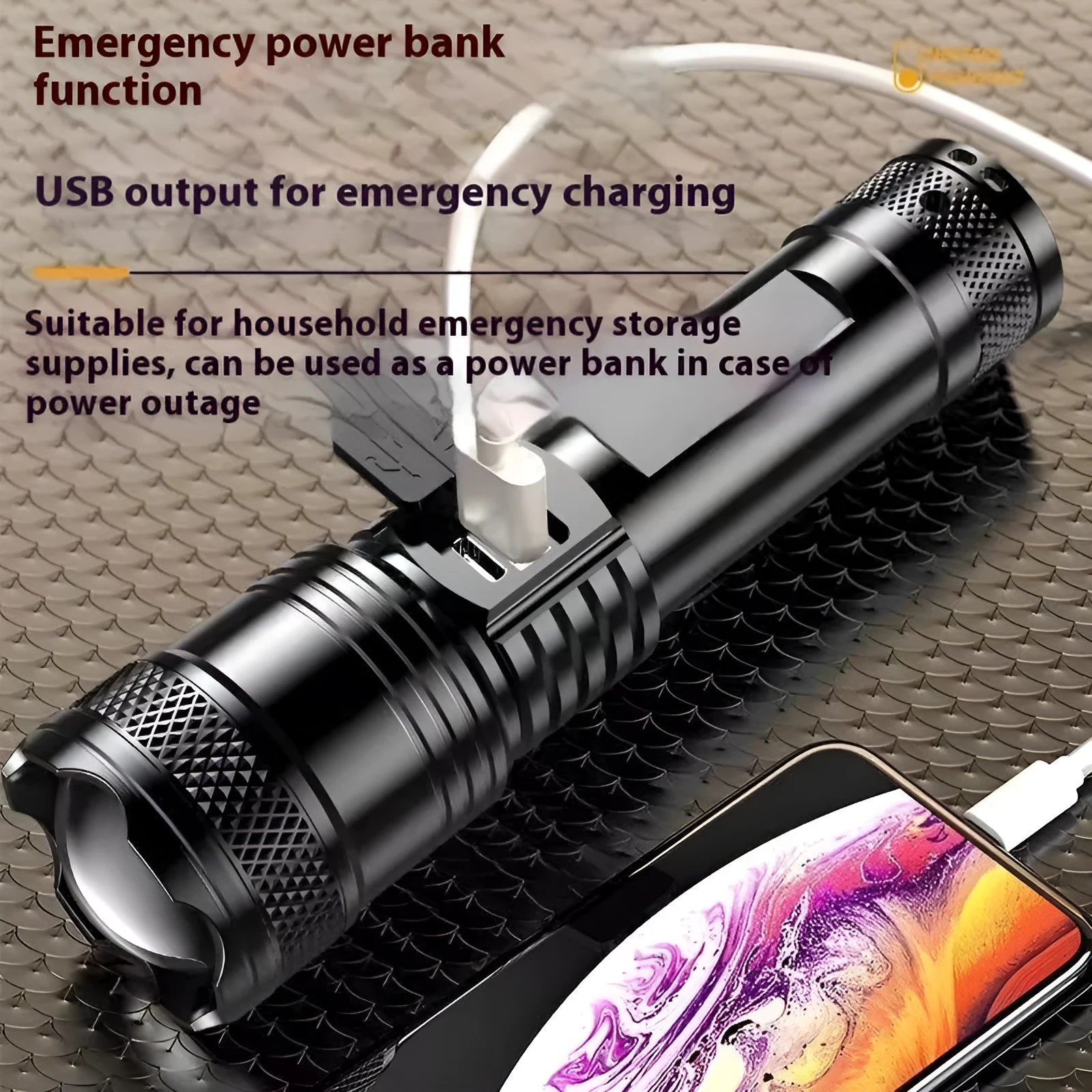 Power Torch portable rechargeable super bright LED searchlight 2200 lumens telescopic zoom IP55