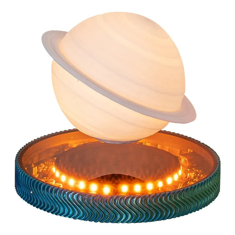 Magnetic suspension 3D printed moon night lamp floating above base
