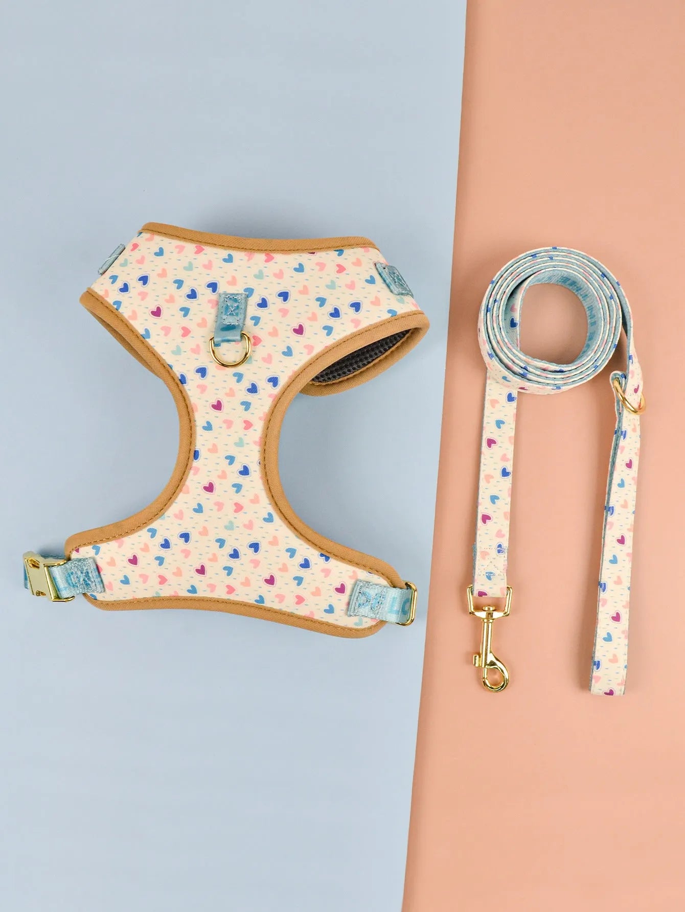 Summer colours dog harness and leash set for medium large dogs chest-back design
