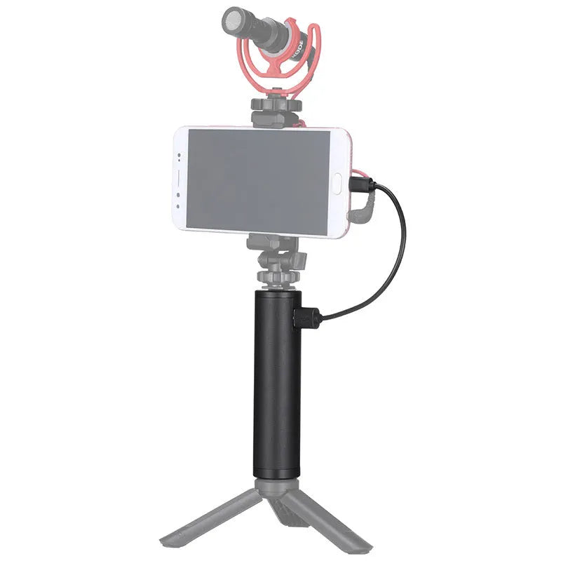 Black aluminium alloy power bank with a carry handle, showing its 12.5cm length.