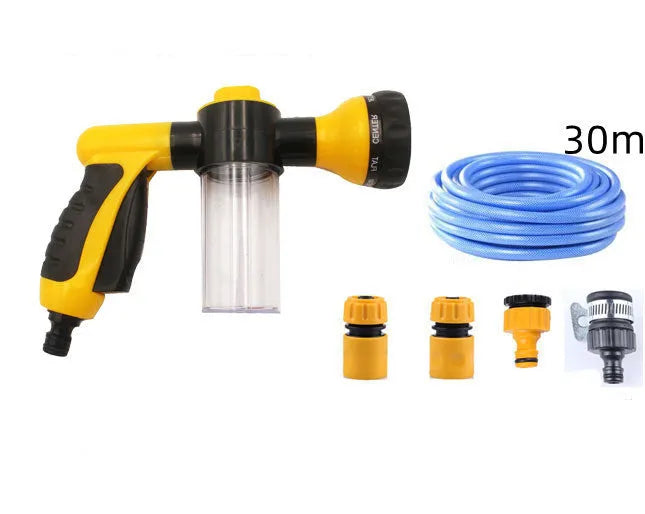 Green high-pressure foam spray gun with adjustable nozzle for car washing and garden use