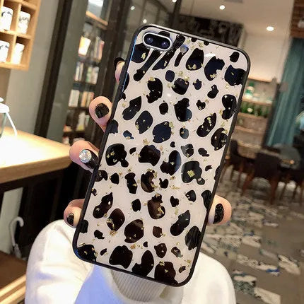 TPU mobile phone case with leopard print pattern for Samsung Galaxy and Apple iPhone models