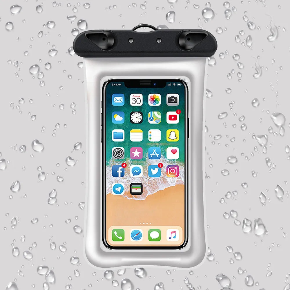 Double airbag mobile phone waterproof bag in various colours with 45cm rope