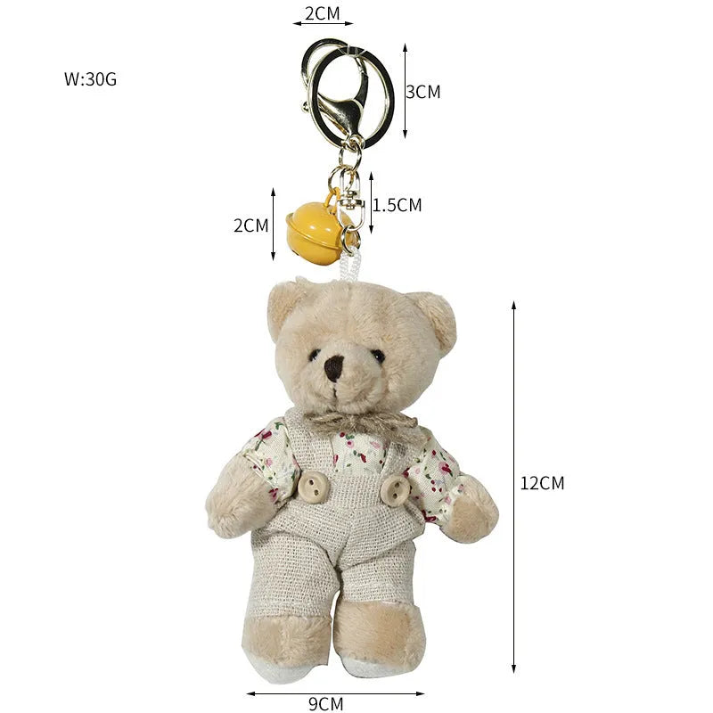 Cartoon plush sackcloth bear doll schoolbag pendant with key button attachment