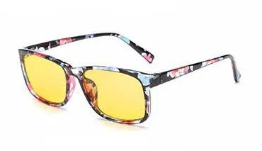Unisex vintage round anti Blu-ray glasses with PC lens and plastic frame in blue black colour