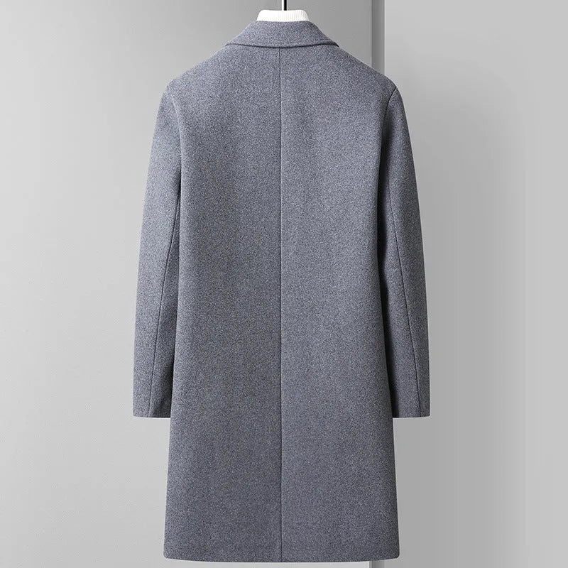 Men's woolen coat Korean business style regular fit autumn black colour front view